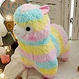 Weiches Lama-Stofftier – Regenbogen-Lamacorn-Alpaka-Plüschtier-Spielzeug, niedliche Lama-Puppe, Regenbogen-Alpaka-Puppe, Alpaka-Plüsch-Spielzeug,gefülltes Lama,entzückendes Geburtstagsgeschenk(35cm)