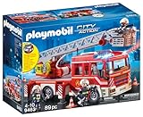 PLAYMOBIL City Action 9463 Feuerwehr-Leiterfahrzeug mit Licht und Sound, Ab 5 Jahren