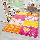 SANAT Teppich Kinderzimmer - Rosa/Orange Kinderteppich für Mädchen und Jungen Öko-Tex 100 Zertifiziert, Größe: 80x150cm