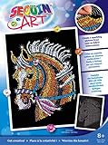 MAMMUT 8041517 Sequin Art Paillettenbild Pferd, Steckbild, Bastelset mit Styropor-Rahmen, samtige Bildvorlage, Pailletten, Steckstiften, Anleitung, für Kinder ab 8 Jahre
