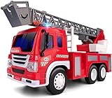 GizmoVine Feuerwehrauto, Reibung Angetrieben Maßstab 1/16 Feuerwehr Auto Spielzeug mit Lichtern und Tönen Feuerwehrauto groß für Jungen und Mädchen