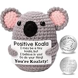 ZYLOUY Positive Koala Kuscheltier, Koala Mit 1 Glücksmünze Pocket Hug Deutsch, Positive Kuscheltier Emotional Support, Weihnachten Geburtstags Geschenk für Familien, Freunde