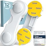 MUTKIND® Kindersicherung Schrank (12 STK - Kleber von TESA) - Extra Starker Halt - Schranksicherung Baby - Schubladensicherung Baby für Schränke, Kühlschrank, Türen - Kindersicherung Schubladen Weiß