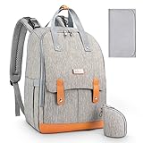 Viedouce Baby Wickeltasche Rucksack,Wickelrucksack Multifunktional Große Kapazität Babytasche Reiserucksack mit Wickelauflage & Schnullerhalter (Grau)