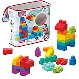 Mega Bloks, Bausteine für Kinder ab 1 Jahr, 60 Bauklötze, mit wiederverwendbarem Aufbewahrungsbeutel, fördert Kreativität und Fantasie, Spielzeug ab 1 Jahr, DCH55