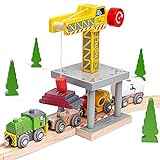 Bigjigs Rail Magnetic Big Yellow Crane - Other Major Wooden Rail Brands Are Compatible