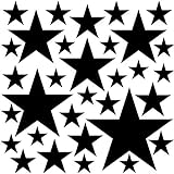 PREMYO 32 Sterne Wandsticker Kinderzimmer Mädchen Jungen - Wandtattoo - Wandaufkleber Selbstklebend Schwarz