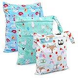Windeltasche, BelleStyle Wickeltasche, 3 PCS Wetbag Organiser Beutel Naßtasche baby Wiederverwendbare Wasserdicht Waschbar Reißverschluss groß für Kleinkind Windeln Reisen Gym Strand Pool (Blau)