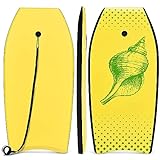 COSTWAY Bodyboard, Schwimmbrett Schwimmboard, Surfbrett Kinder und Erwachsene, Surfboard, Sup-Board 104x51x6cm (Gelb und grün)