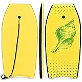 COSTWAY Bodyboard, Schwimmbrett Schwimmboard, Surfbrett Kinder und Erwachsene, Surfboard, Sup-Board 104x51x6cm (Gelb und grün)