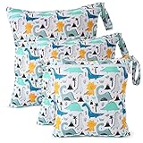 CeeKii Wet Dry Cloth Windeltaschen 3er Pack waschbare Reisetaschen, wasserdichte Nasstasche, wiederverwendbare Baby Pool Sporttasche für Badeanzüge und nasse Kleidung mit Reißverschlusstasche