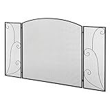 HOMCOM Kamingitter, Kaminschutzgitter mit 3 Paneelen, Klappbares Funkenschutzgitter, Ofenschutzgitter für Wohnzimmer, Metall, Schwarz 132,5 x 76,5cm