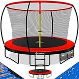 KESSER® Trampolin Ø 305 cm | TÜV Rheinland GS Zertifiziert | Gartentrampolin für Kinder bis 150 kg | Komplettset mit Sicherheitsnetz, Leiter, Randabdeckung und Zubehör