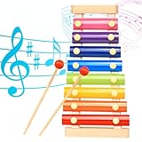 Xylophon für Kinder, Xylophon Holz mit 2 Schlägel, Musikinstrumente für Kinder mit 8 Tönen ab 1 jahr Pädagogische Entwicklung Spielzeug Geburtstags Geschenk