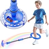 Hot Bee Kinder Blinkender Springring Fußkreisel mit Zähler, Timer, Kalorienzähler Spielzeug Geschenke für Junge Mädchen 6-12 Aufladbare Faltbar Swing Wheel mit Lichtrad Weihnachten, Geburtstag Blau