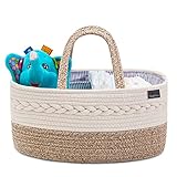 YeaYee Baby Windel Caddy Organizer，Multifunktionale Aufbewahrungsbox für Windeln， mit wechselbaren Fächern, 100% Baumwoll-Leinen, tragbarer Aufbewahrungskorb für Windeln, Babyparty-Geschenk