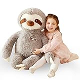 IKASA Groß Faultier Stofftier Riesen 78cm Plüschtier Riesiges Kuscheltier Gross Weich Plüsch Spielzeug Geschenk für Kinder
