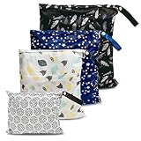 Wet bag wasserdichte Windeltasche für unterwegs Nassbeutel Kindergarten Wetbag Kindergarten Wäschebeutel kita Wetbag Stoffwindeln Wäschebeutel Kindergarten Wasserdicht Windeltasche für Baby 4 Set
