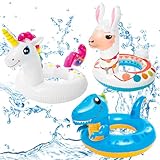 POPOYU 3 Stück Schwimmring Erwachsene,Schwimmring Kinder,Aufblasbare Badetiere Pool,35.8'/30' GroßPool Float Swimmingpool-Schwimmer,Sommer Wasser Schwimmreifen für Schwimmbad-Partydekorationen