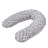Theraline Stillkissen Dodo Pillow Premium - 180 cm inkl. Bezug aus Baumwolle - Füllung: leise & feine Mikroperlen, schadstoffgeprüft, maschinenwaschbar - Punkte Grau