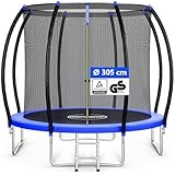 Monzana® Trampolin Ø 305 cm TÜV Rheinland GS Zertifiziert Komplettset inkl. Sicherheitsnetz Innen Leiter Randabdeckung Kindertrampolin Gartentrampolin