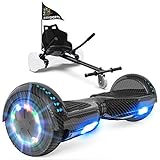 GeekMe Hoverboards mit Sitz, Hoverboards Hoverkart,Hoverbaords Go-Kart mit Bluetooth-Lautsprecher LED-Leuchten, Geschenk für Kinder Jugendliche Erwachsene