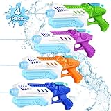RONSTONE Wasserpistole Kinder 4 Stück - Wasserpistolen mit 9 Meter großer Reichweite und 300ML Wasserkapazität - Sommer Schwimmbad Pool Strand Wasserschlacht Wasserspritzpistole Spielzeug