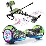 SISIGAD Hoverboard, Scooter Sitzbefestigung Combo mit Bluetooth Corlorful LED Lights, einstellbare Rahmenlänge für Kinder
