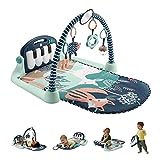 Fisher-Price HKX37 - Erlebnisdecke Spielcenter für Neugeborene mit Klavier-Musikspielzeug und Spielzeuge zum Spielen in der Bauchlage, marineblaues Kitz [nur bei Amazon], Babyspielzeug ab der Geburt