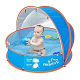 Peradix 4 in 1 Pop Up Baby Planschbecken,Babypool mit UV Schutz Bällepool, Baby Zelt Strandzelt mit Moskitonetz,Tragbare Spielzelt Bällebad Sonnenschutz Sommer für Jahre,(Blau)