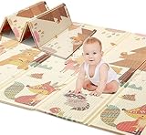 Spielmatte baby Teppich Babymatte faltbarer Spieldecke Krabbelmatte baby Bodenmatte XPE rutschfest Material, Tragbar für Innen- oder Außenbereich (Beige)
