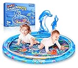 Wassermatte Baby, Baby Spielzeug 3 6 9 Monate, Spielmatte Baby Aufblasbares Wassermatte für Kinder, Sensorisches Spielzeug Geschenke fördert das Wachstum Baby, Wasserspielzeug BPA-frei（groß）