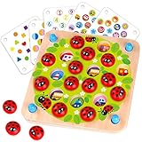Nene Toys Marienkäfer-Garten – Gedächtnis Spiel aus Holz für Kinder im Alter von 3, 4, 5 Jahren mit 10 Lustigen Mustern – Pädagogisches Spielzeug, Fördert Gedächtnis und Kognitive Fähigkeiten