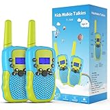 Kearui Spielzeug 3-12 Jahren Junge, Walkie Talkies für Kinder 8 Kanal Funkgerät mit Hintergrundbeleuchteter LCD-Taschenlampe, 3 Meilen Reichweite für Abenteuer im Freien, Camping, Wandern (Blau-Grün)