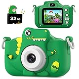 Dinosaurier Kinderkamera, Weihnachten Geburtstag Geschenke für Jungen Alter 3-12, 1080P HD Selfie Digital Video Kamera, Niedliche kleine Mädchen Spielzeug für 3 4 5 6 7 8 9 Jahre