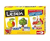 Noris 606076340 Spaß am Lesen, Kinder Lernspiel zum Lesenlernen, Wort, Bildlesekarten und Buchstabensteine für Kindergarten, 1 und 2 Schulstufe, 1-4 Spieler, ab 5 Jahren