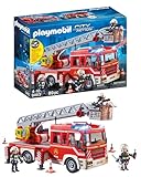 PLAYMOBIL City Action 9463 Feuerwehr-Leiterfahrzeug mit Licht und Sound, Ab 5 Jahren