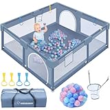 Kidsbuddy Laufstall Baby Laufstall Laufgitter Faltbar Drinnen 130x130cm Rutschfester Absperrgitter Mit Atmungsaktive Netz Schutzgitter Kind Playpen Set，Sicherheitsspielplatz Kinder
