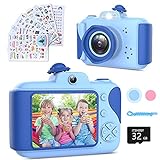 Kinderkamera - Digitalkamera Kinder mit 2,4 Zoll Großbildschirm 1080P HD 12MP Eingebaute 32GB SD-Karte USB Wiederaufladbare Selfie Kamera für 3-10 Jahre Alter Mädchen Geburtstag Kinder Spielzeug