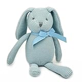 FLUFFYFUN 100% Bio-Baumwolle Kuscheltier Baby Hase Blau 18cm - Stofftier für Neugeborene
