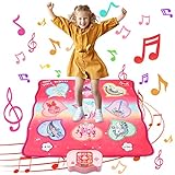 Einhorn Tanzmatte Spielzeug,3 Herausforderung Modi Berühren Matte Spielen mit LED Anzeige, Musical Tanzmatte Geschenke für 3 4 5 6 7 8+ Jahre Mädchen Junge Kinder