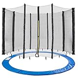 Arebos Trampolin Randabdeckung und Netz | Ersatznetz | Sicherheitsnetz | Gartentrampolin Trampolinnetz | Randabdeckung UV-beständig & wasserabweisend | 305 cm Netz für 8 Stangen