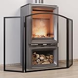 Kingson Schwarzes Kaminschutzgitter – 96,5 x 61 cm Sicherheits-Feuerschutz für Holzbrenner, Holzofen und offenes Feuer, Baby-Sicherheitskaminschutz