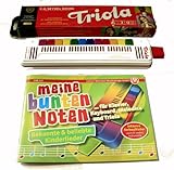 TRIOLA 12 die beliebte Blasharmonika mit farbigen Tasten für Kinder im Set mit dem Triola-Liederbuch Meine BUNTEN Noten mit über 30 Kinderliedern