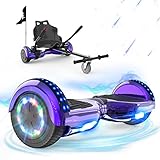 RCB Hoverboards mit Sitz Hoverkart komplett für Kinder, Skateboard mit Set, Hoverboards mit LED Lichtern und Bluetooth, Geschenk für Kinder