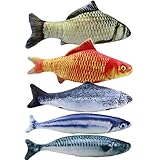 Cozlly 5 Stück Katzenspielzeug Fisch mit Katzenminze, 20CM Plüsch Fischspielzeug, Katzenminze Kissen, Spielzeug Katze, Katze Interaktive Spielzeug für Haustiere