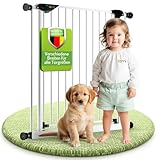 BOMI variables Schutzgitter Mira | Ohne Bohren | Schließt automatisch | Kindergitter Metall-Türschutzgitter weiß ohne Bohren | Automatisches Schließen des Türgitters | Breite: 123-131 cm