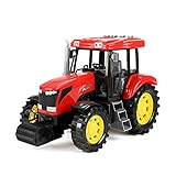 Toi-Toys Traktor Spielzeug Kinder - Rot - Kindertraktor mit Licht und Sound Effekten Spielzeugauto Bauernhof Geschenk für Jungen und Mädchen ab 3 Jahren - Inkl. Batterien - Ca. 27 cm
