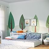 Bellabino Kinderbett Vils 90x200 cm mit Gästebett, Einzelbett inkl. Lattenrost aus Kiefer Massivholz, Kinder Bett mit Rausfallschutz, Bett 90x200 in Weiß lackiert