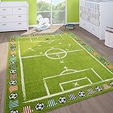 Paco Home Teppich Kinderzimmer Kinderteppich Spielteppich Junge Mädchen Kurzflor Modern Spielfeld Fußball In Grün, Grösse:160x220 cm
